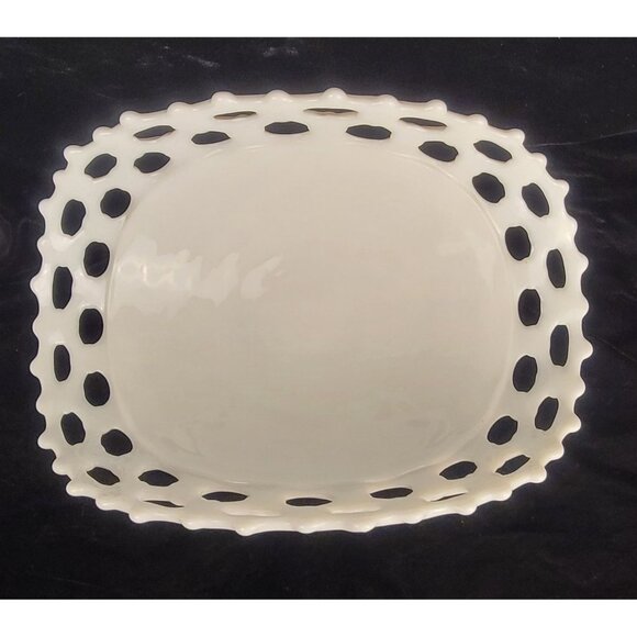 Vintage Westmoreland Milk Glass Doric Open Lace Pedestal Fruit Bowl - Picture 12 of 15